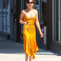 Rowan Blanchard in long yellow dress with hard nipples in NYC 06.jpg