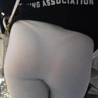 Blonde in white leggings