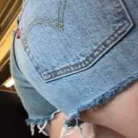 Denim shorts booty and cheeks