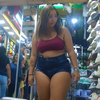 Nerdy girl in shorts