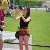 Beautiful brunette in shorts