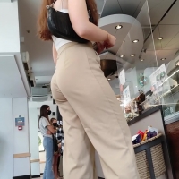 Redhead in tan pants