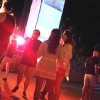 Concert babe in see through dress