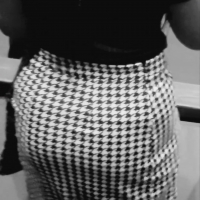 Black babe in checkered dress