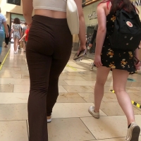 Blonde in brown leggings