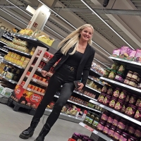 Blonde in pleather