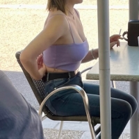 Hot candid babe with great tits showing cleavage in a tiny purple top 12604671-AE1A-4978-A97D-6D9FB7C59808.jpeg.ae7d4476d0317e73701173149925a589.jpeg