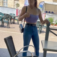 Hot candid babe with great tits showing cleavage in a tiny purple top EB6D64F3-8C30-4DAA-8CEC-51DCF63E478E.jpeg.b6065ba74a1aa0a4bd4585f57dcc978d.jpeg