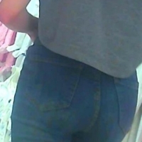 Skinny candid cute teen shopping with mom in tight jeans 67875117.jpg