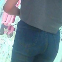 Skinny candid cute teen shopping with mom in tight jeans 67875118.jpg