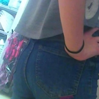 Skinny candid cute teen shopping with mom in tight jeans 67875116.jpg