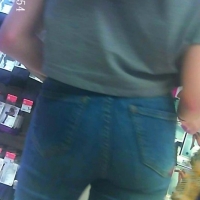 Skinny candid cute teen shopping with mom in tight jeans 67875171.jpg