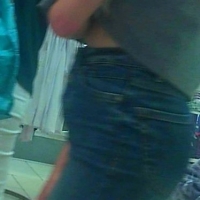 Skinny candid cute teen shopping with mom in tight jeans 67875172.jpg