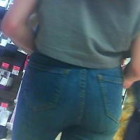 Skinny candid cute teen shopping with mom in tight jeans 67875170.jpg