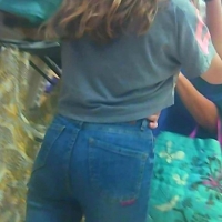 Skinny candid cute teen shopping with mom in tight jeans 67875167.jpg