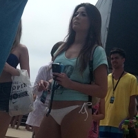 Asian in white bikini