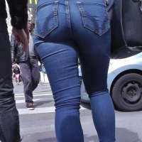Ass bouncing blue jeans